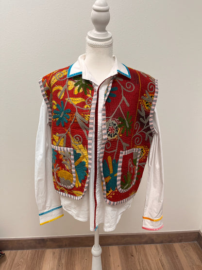 Floral Bloom Embroidered Vest
