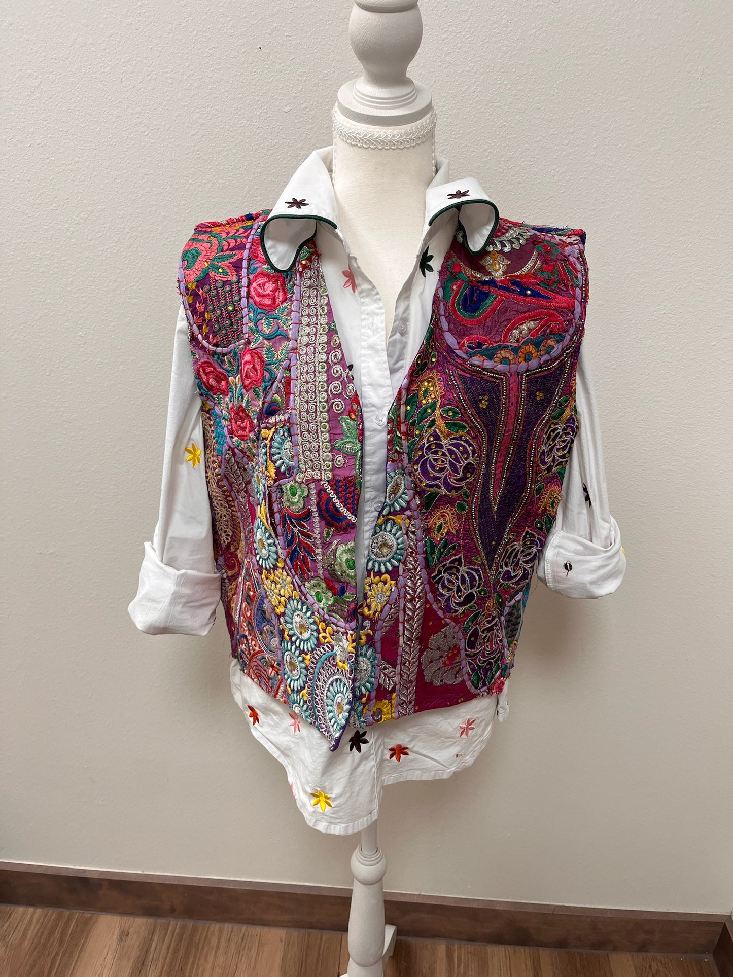 Magenta Patchwork Vest