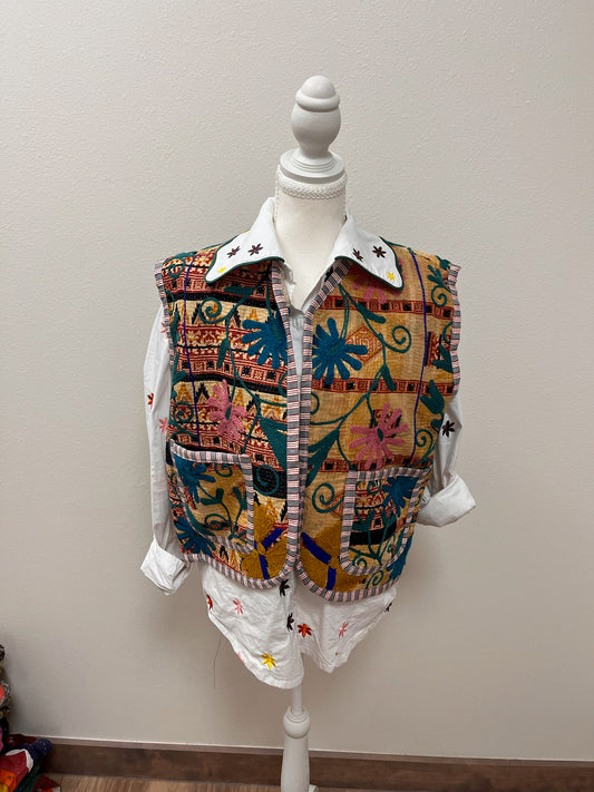 Blossom Pink Embroidered Vest