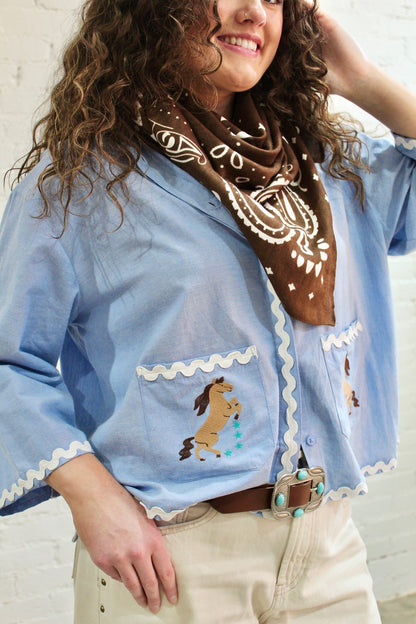 Blue Scalloped Horse Jacket