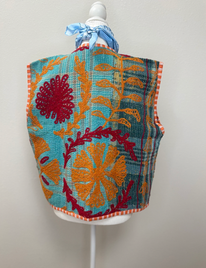 Orange Sickle Embroidery Vest