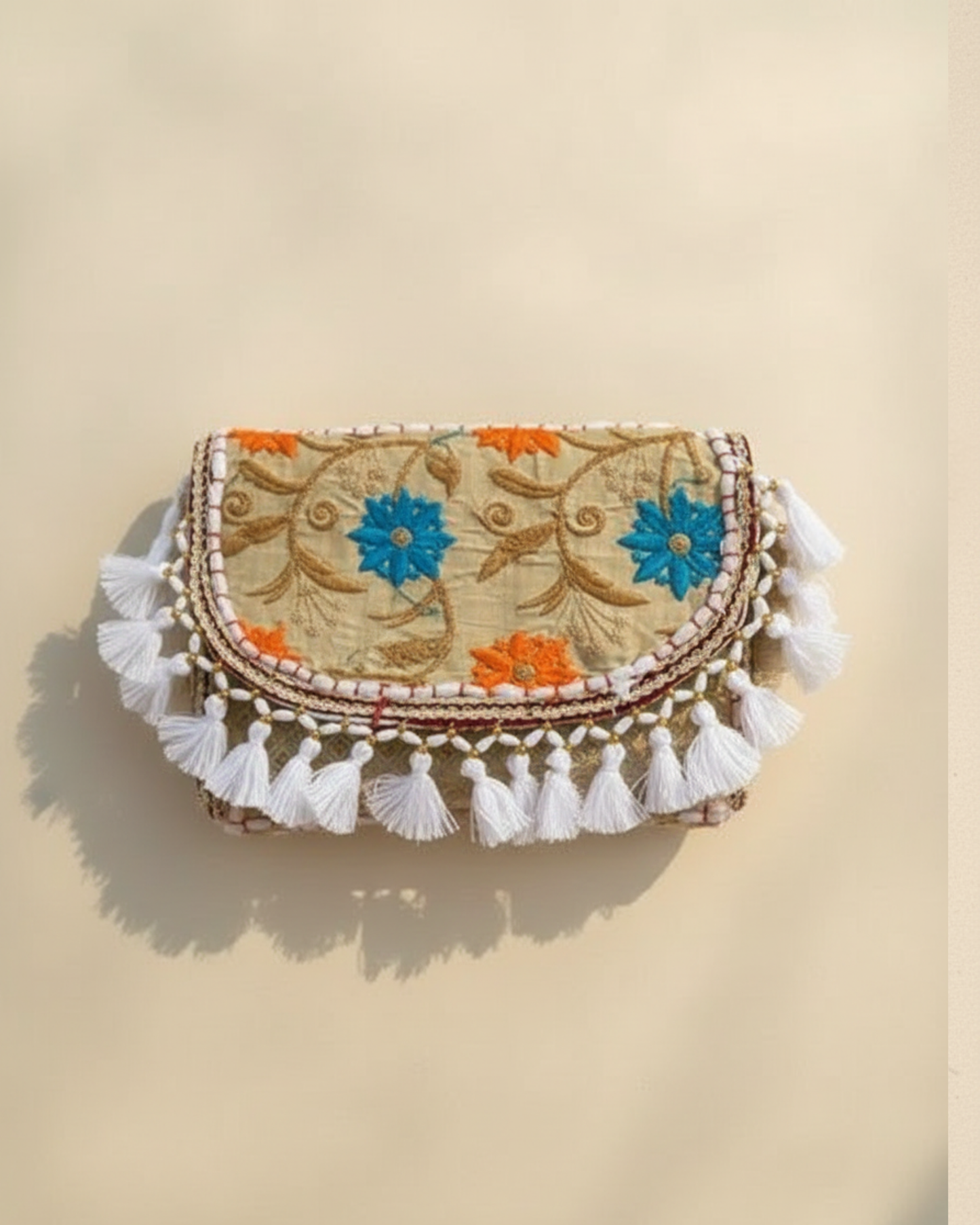 Embroidered Mini Crossbody : Blue