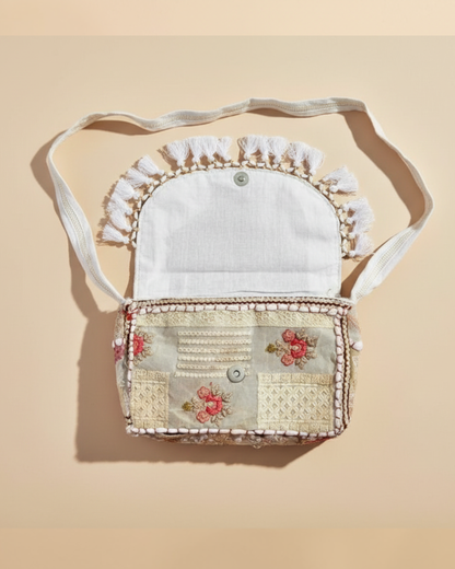 Embroidered Mini Crossbody : Blue