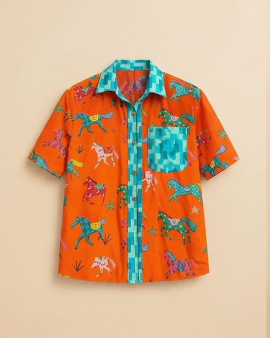 Pink Pony Club Shirt – Short Sleeve (Orange / Aqua)