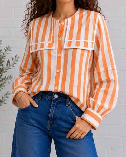 Sunset Stripe Button-Up