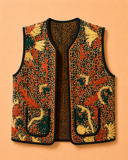 Autumn Bloom Embroidered Vest