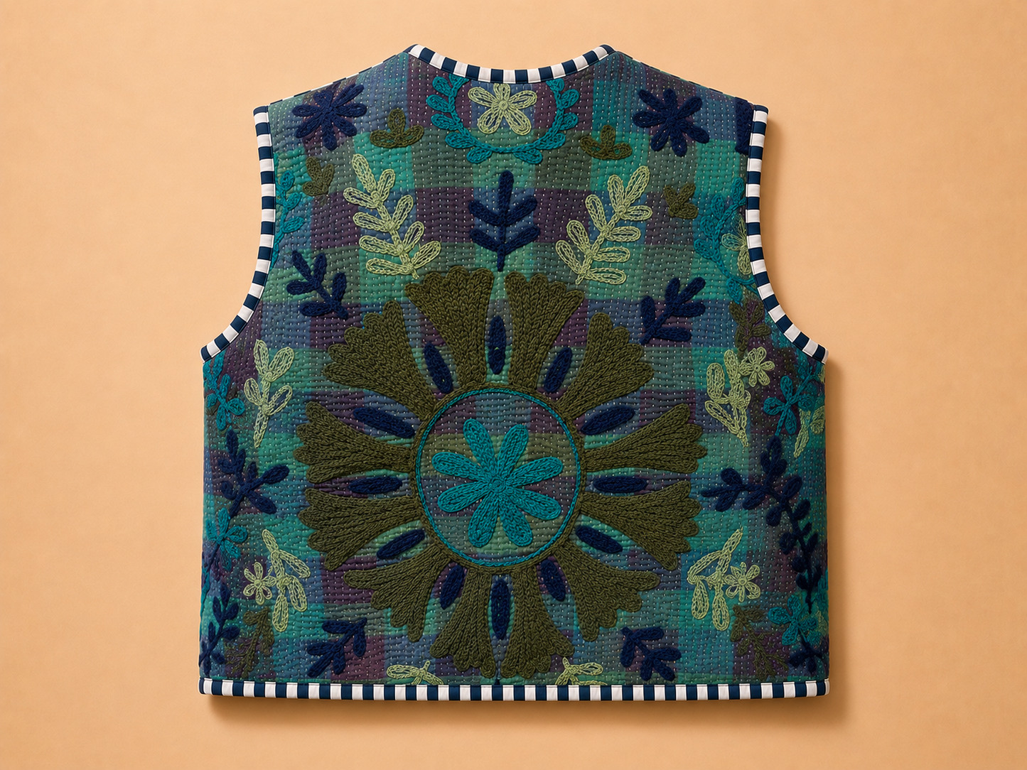 Blue Blossom Embroidered Vest