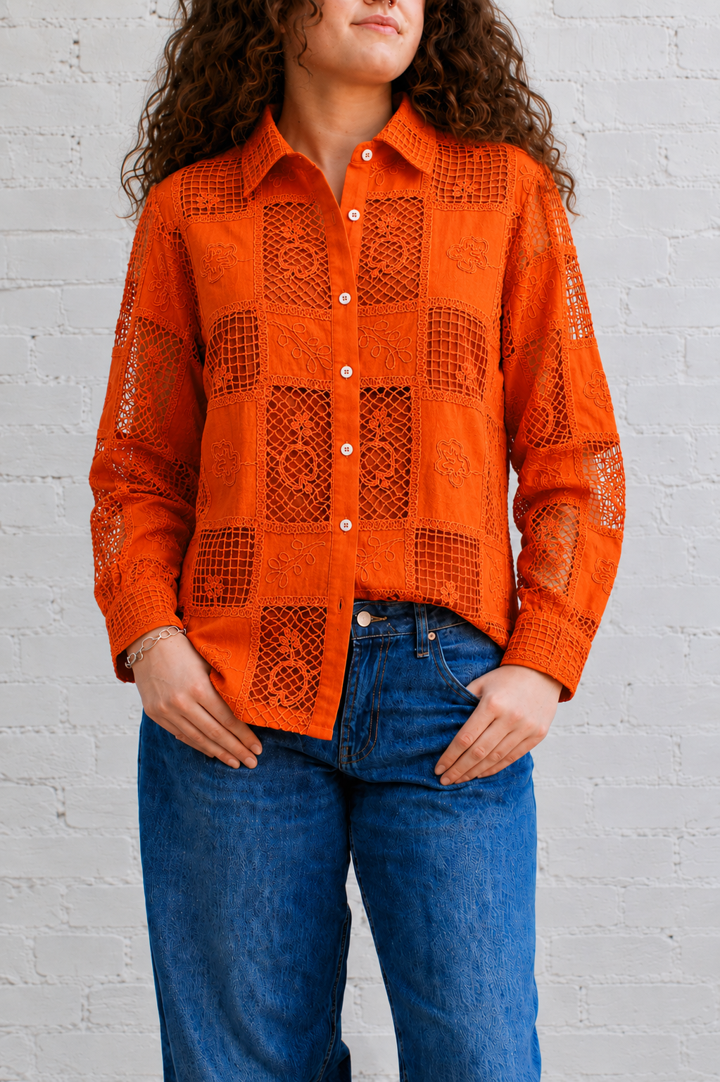 Sunrise Lace Button-Up