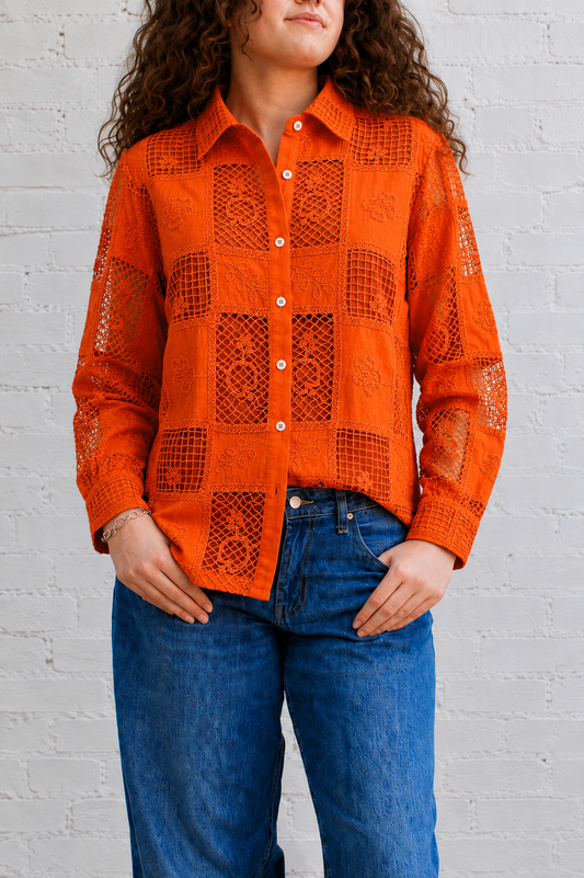 Sunrise Lace Button-Up
