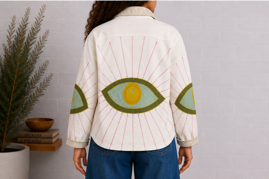 Creamsickle Evil Eye Velvet Jacket