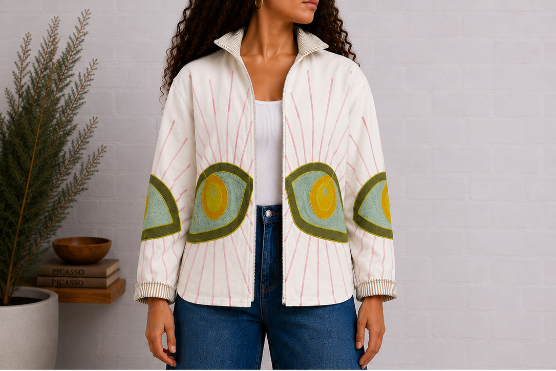Creamsickle Evil Eye Velvet Jacket